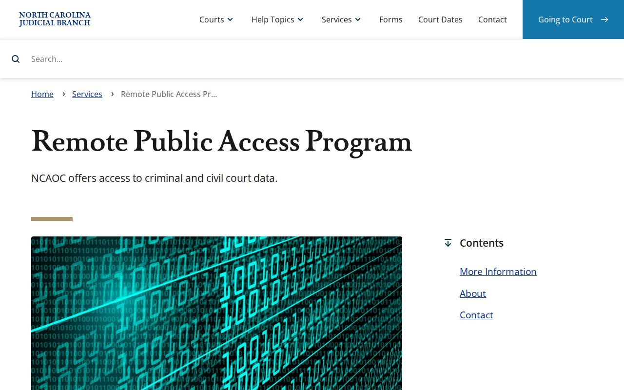 North Carolina Remote Public Access Program information used to distinguish licensed access from public Portal searching