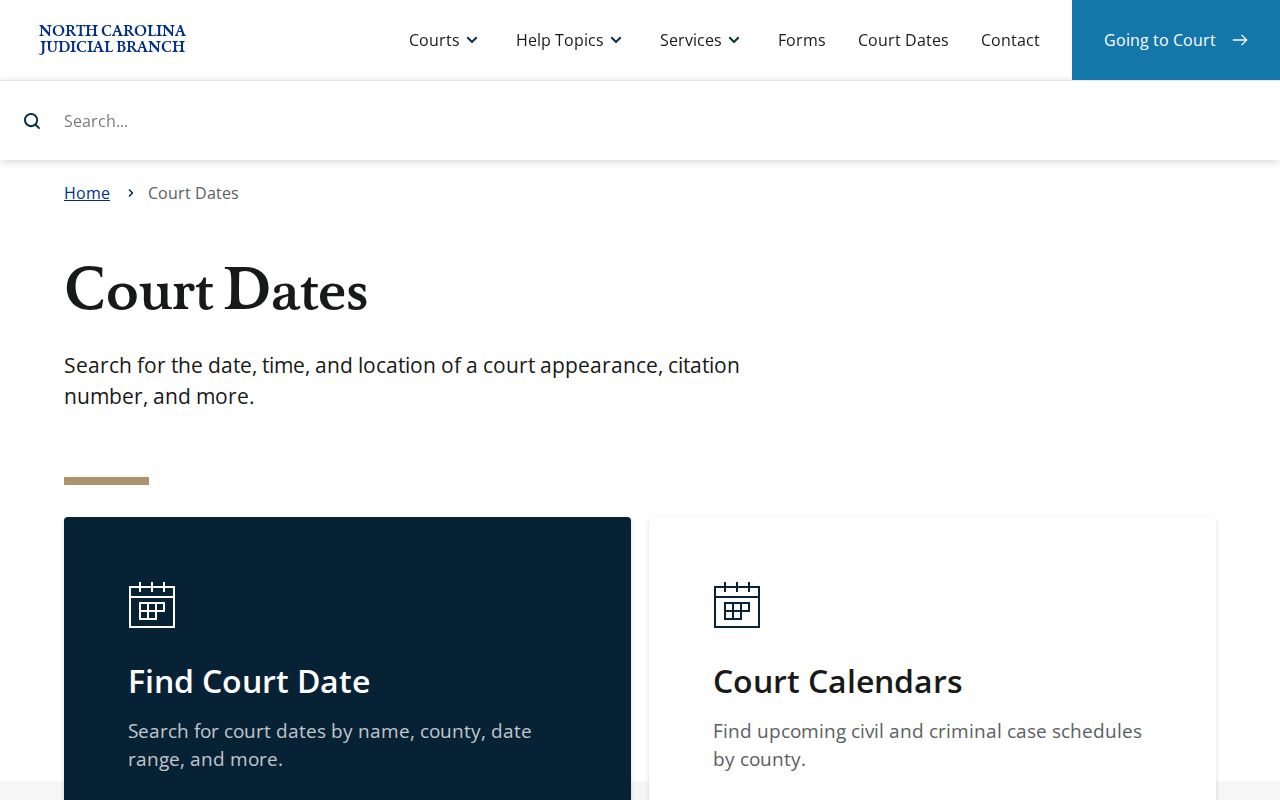 Union County court schedule North Carolina Court Dates lookup