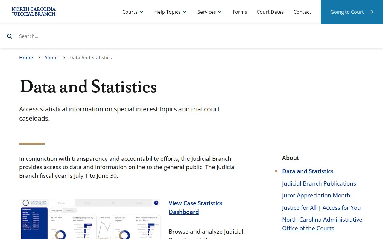 Union County court docket case statistics information